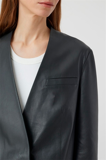 Closed, C97252, leather blazer, Charcoal