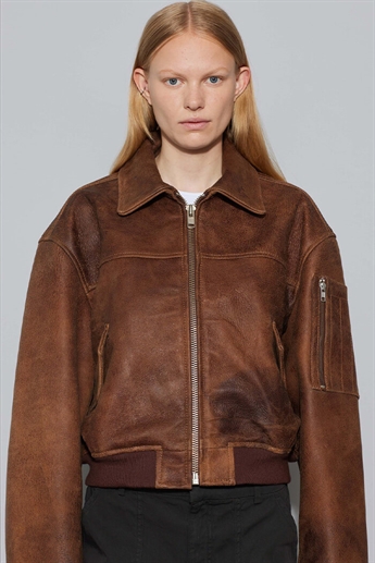 Oval Square, Rocker leather Bomber, Used brown