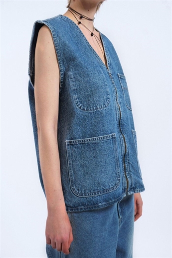 Dr. Denim, Denver Worker vest, Stream Sky Retro