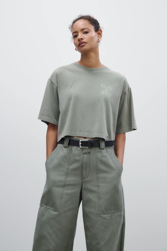 Closed, C95228 Cropped T-shirt, Faded green