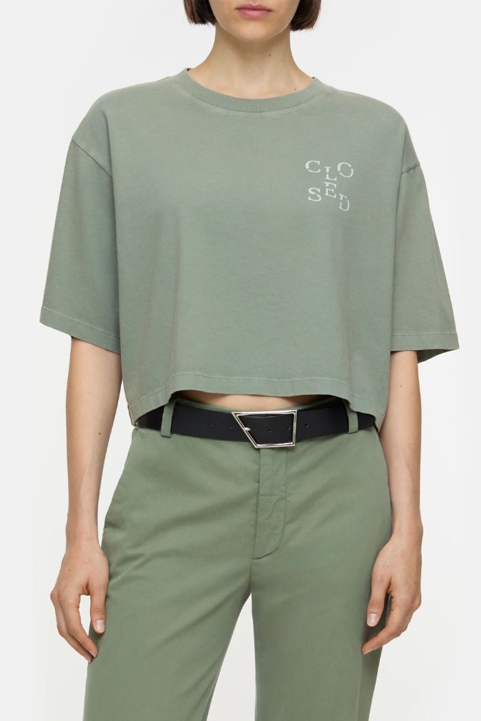 Closed, C95228 Cropped T-shirt, Faded green