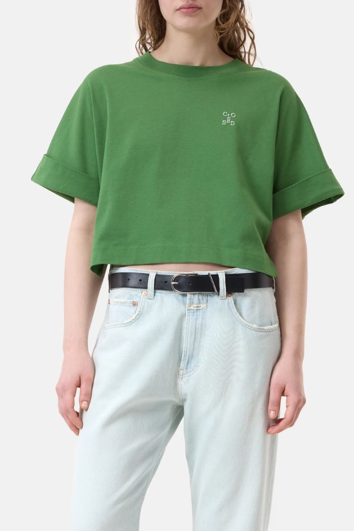 Closed, C95446 Cropped T-shirt, Matcha green