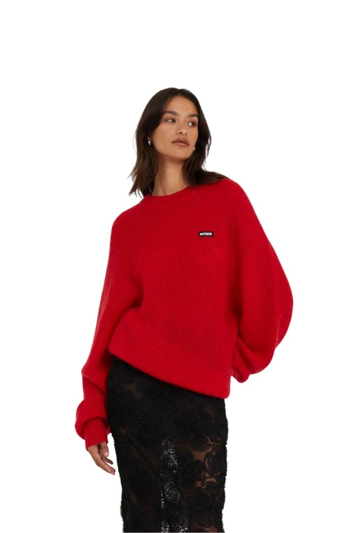 Rotate, Light Knit Logo Sweater, Racing red