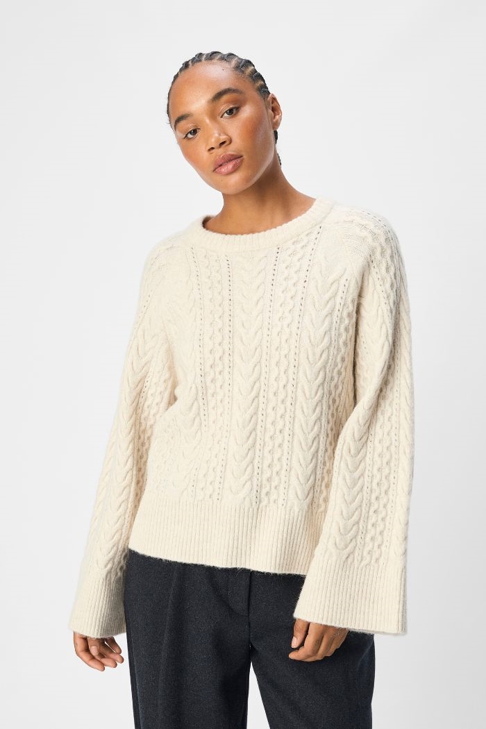 Rosa uld knit, White Sand