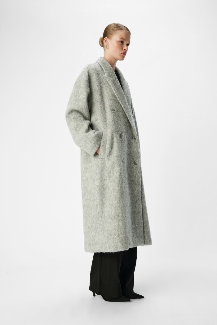 Bella long coat, Light grey melange