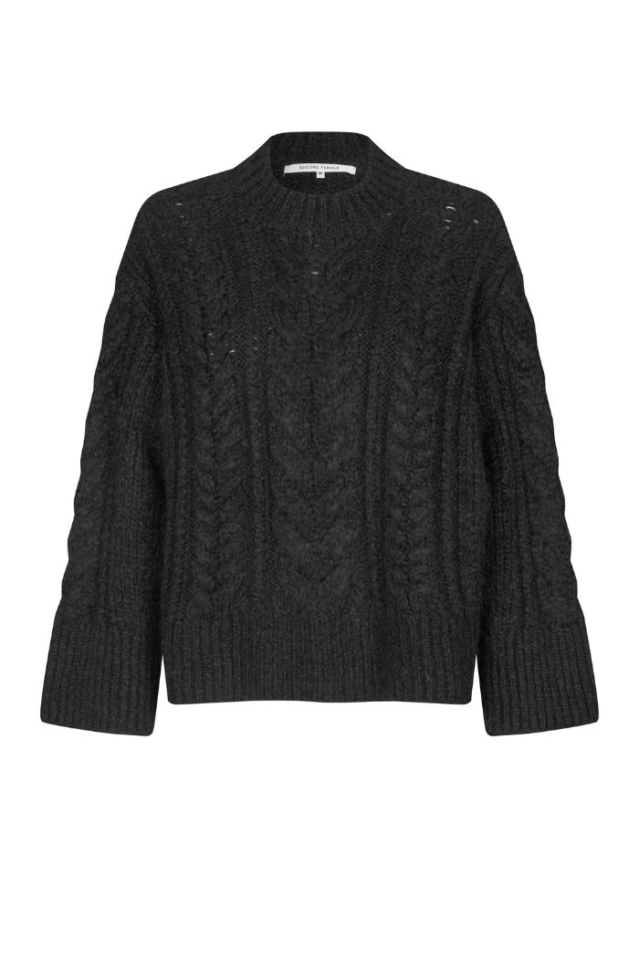 Diam knit O-neck, Black