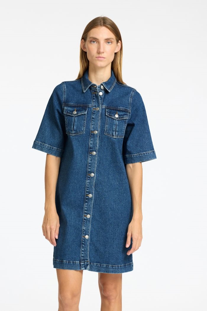 Caya midi denim dress, Medium blue denim