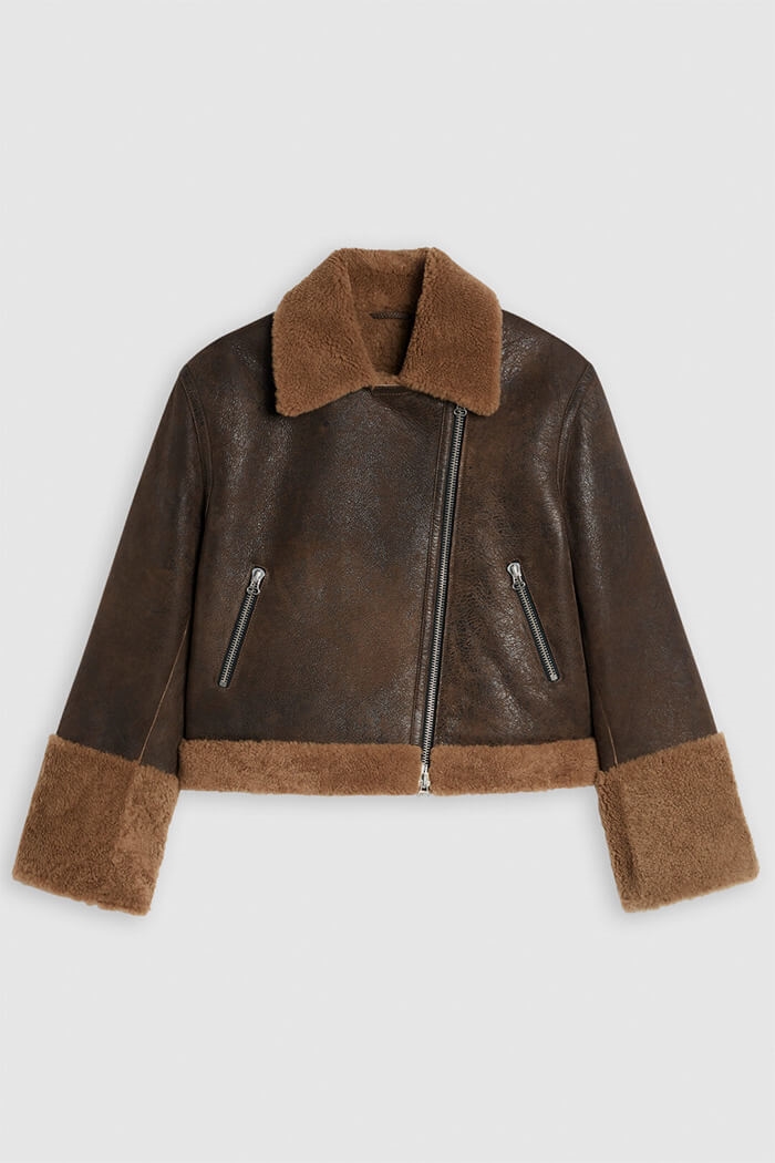 Closed, Shearling Jacket, c97186, Mocha