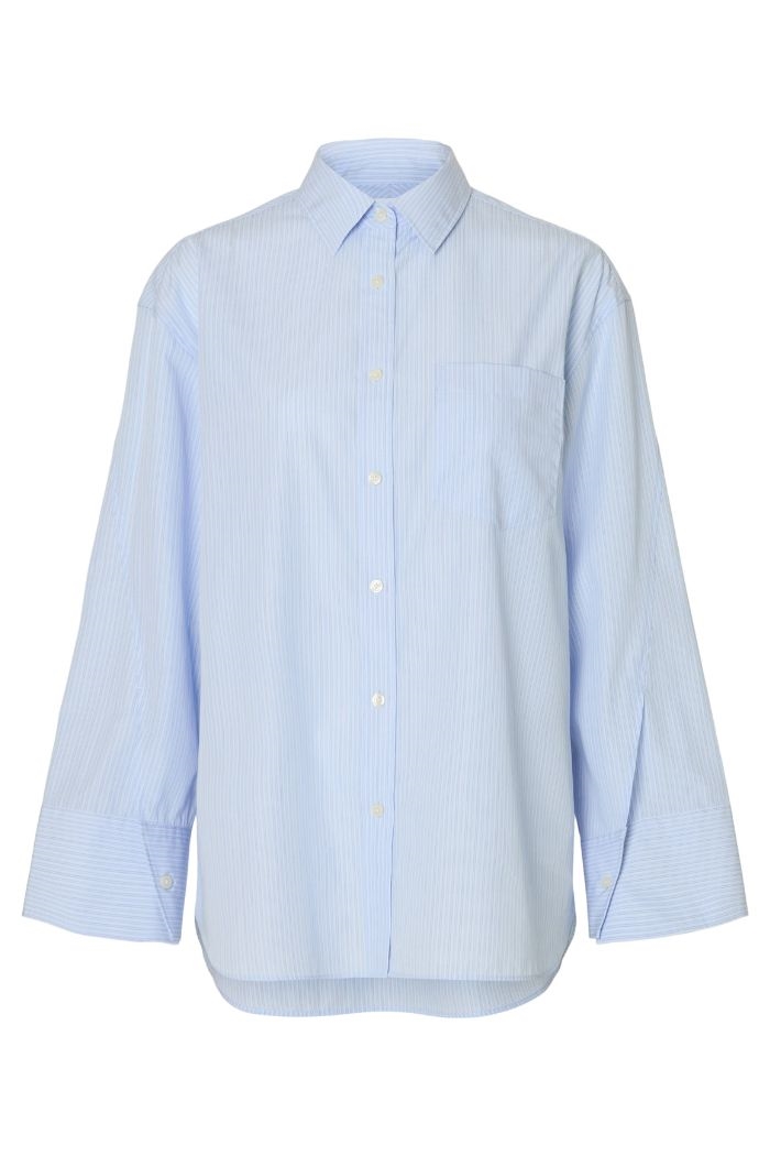 Dina Oversized striped shirt, Cashmere blue / Stripes