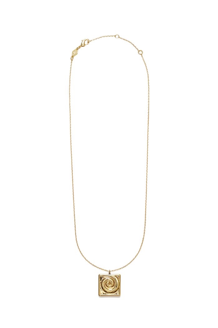 Swirly Square necklace, Gold