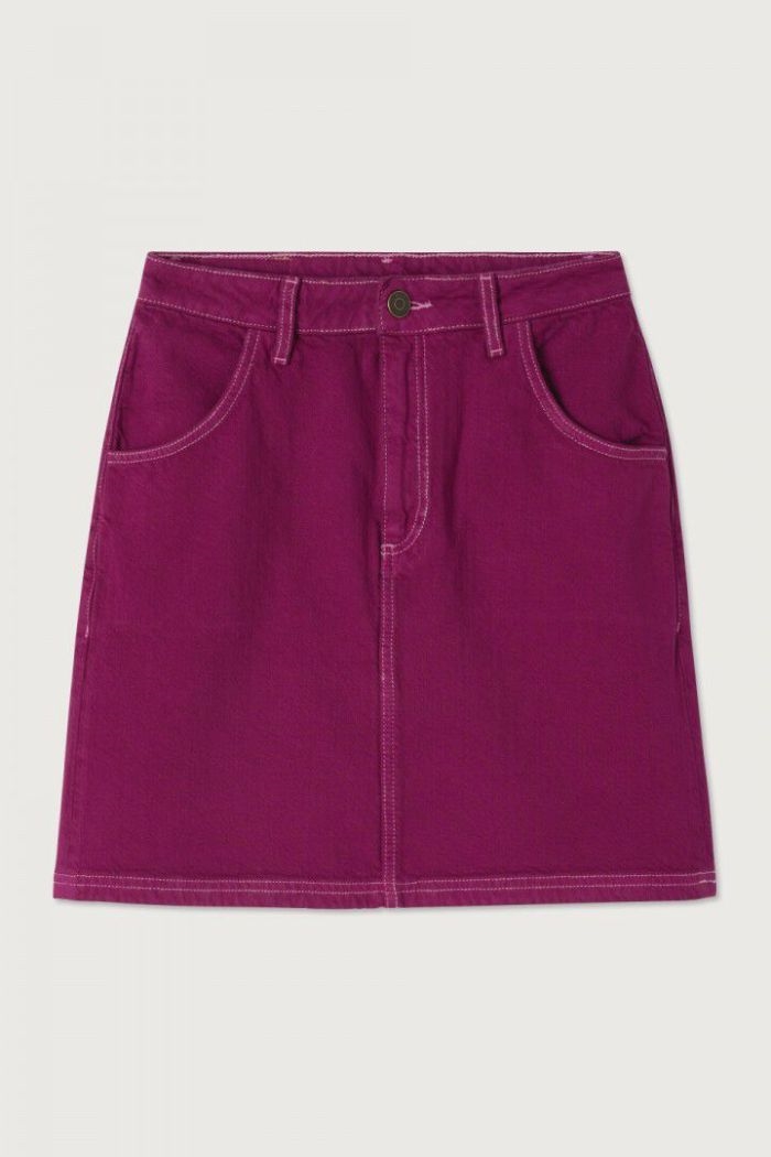 American Vintage, NYO13B Nyolow denim skirt, OVERDYED FUCHSIA