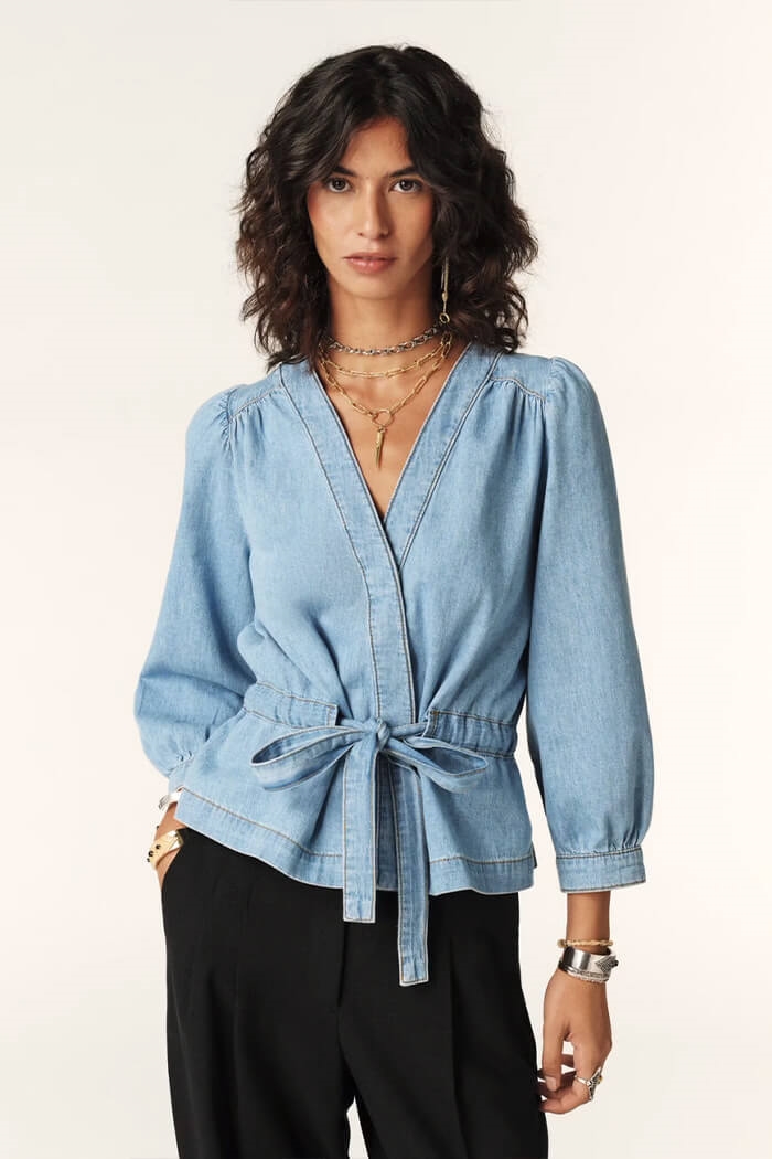 Ba&sh, Lavina long-sleeved top, Denim