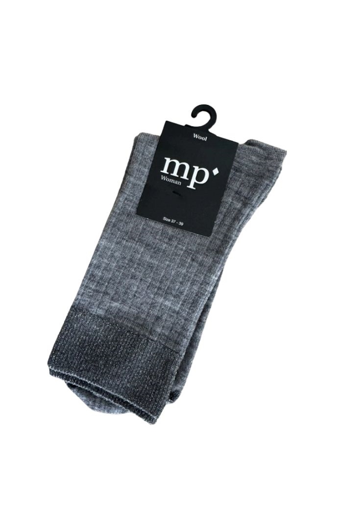 MP Denmark, Erin Wool Rib Socks, Grey melange