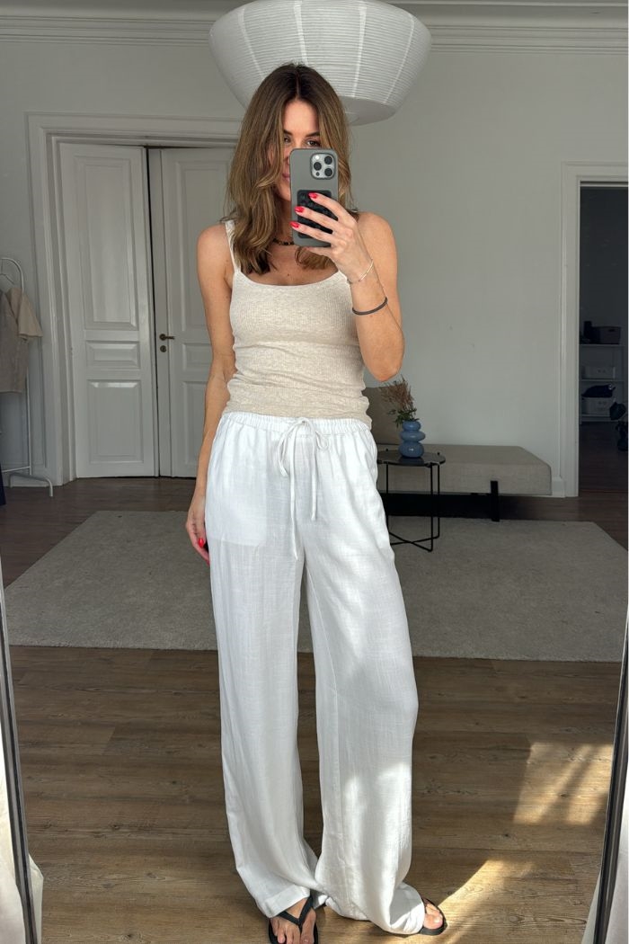 Linen pants, Bright white