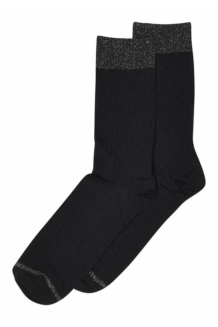 MP Denmark, Erin Wool Rib Socks, Black