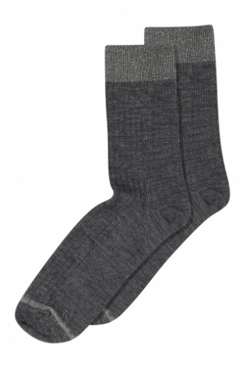 MP Denmark, Erin Wool Rib Socks, Dark Grey