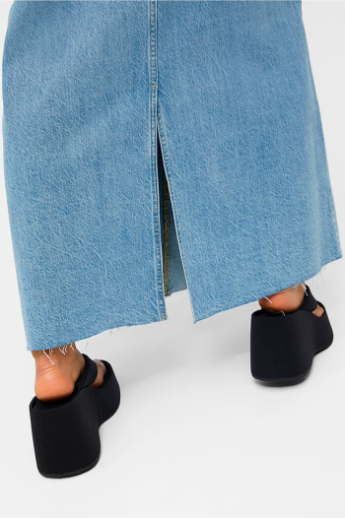 Harlow long denim skirt, Light blue denim 