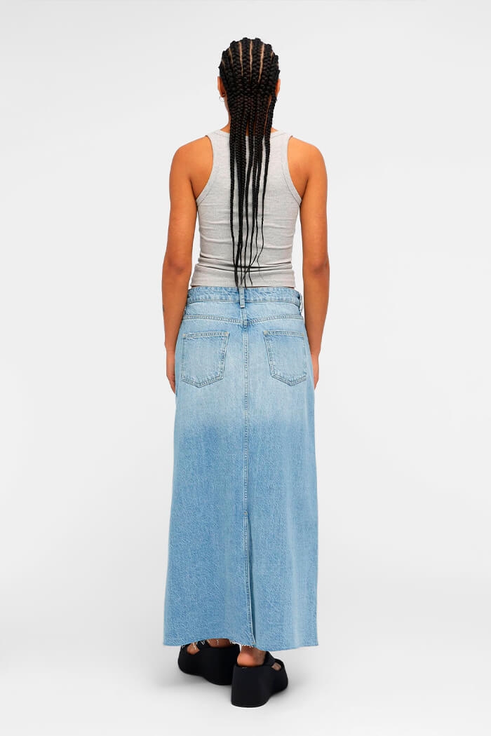 Harlow long denim skirt, Light blue denim 