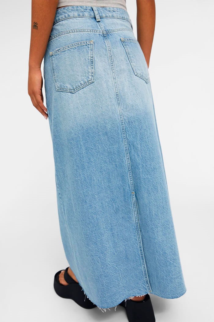 Harlow long denim skirt, Light blue denim 