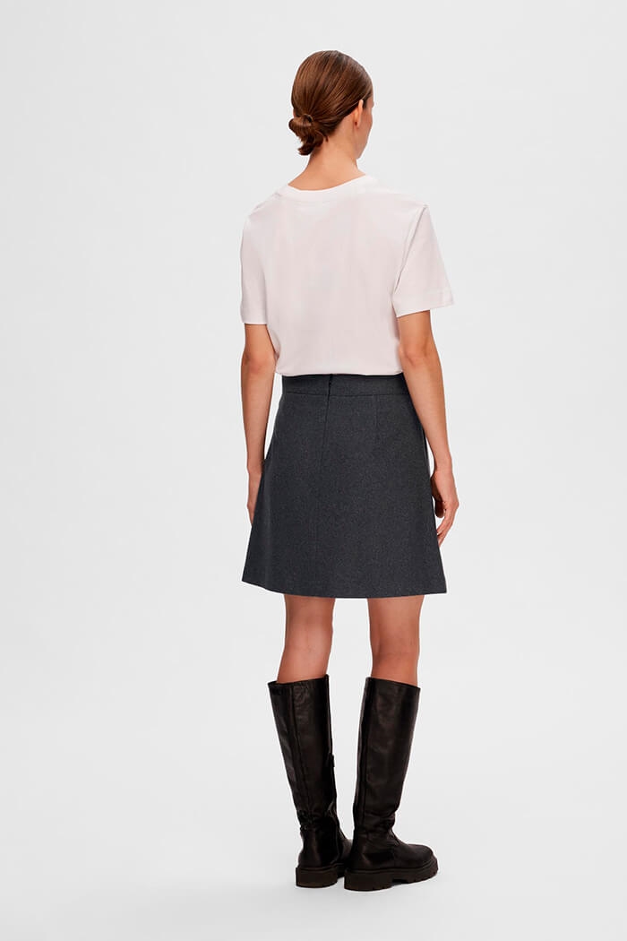 Mercy Wool Mini Skirt, Dark Grey Melange