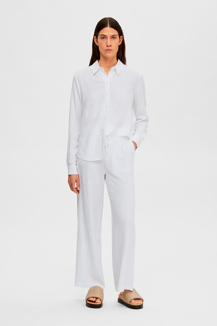 Viva long linen pants, Bright white